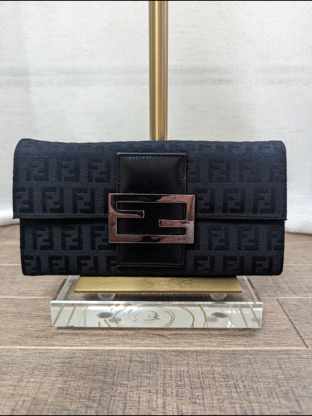 100% Authentic Fendi Black Zucca Monogram Wallet W/COA Full Inclusion